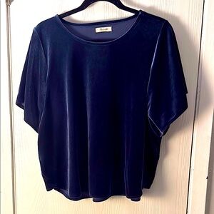 Madewell Navy Blue Velvet Blouse Whimsygoth